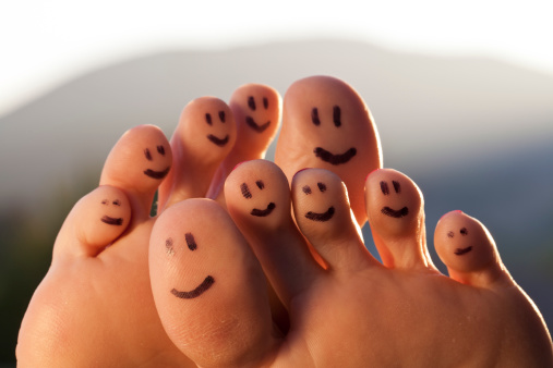Smiling toes outside.